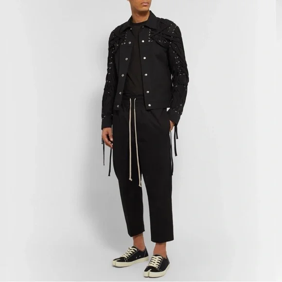 Rick Owens Tecuatl Megalaced Woven Worker Black Jacket